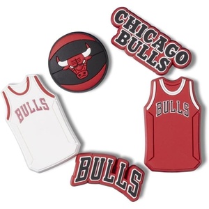 Crocs Jibbitz Shoe Charms, NBA Basketball Teams Sports Collection Multi Packs(Chicago Bulls)