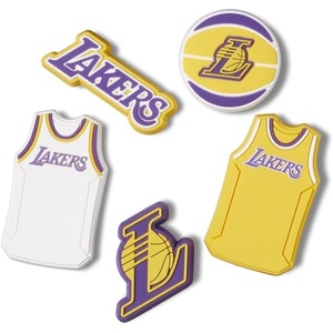 Crocs Jibbitz Shoe Charms, NBA Basketball Teams Sports Collection Multi Packs(Los Angeles Lakers)