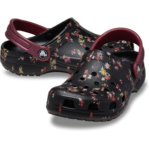 Crocs Kids’ Classic Seasonal Graphic Clogs(Black/Multi Ditsy Floral)
