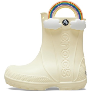 Crocs Kids’ Handle It Rain Boots | Waterproof Slip On Shoes | Kids’ Rain Boots(Buttercream)