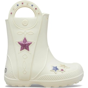 Crocs Kids’ Handle It Rain Boots | Waterproof Slip On Shoes | Kids’ Rain Boots(Western Summit White)