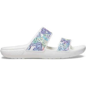 Crocs Men’s Classic Slide Sandals(White/Multi Butterfly)