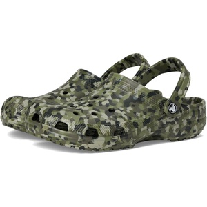 Crocs Unisex Adult Classic Marbled Tie-dye Clogs(Army Green/Multi Confetti)