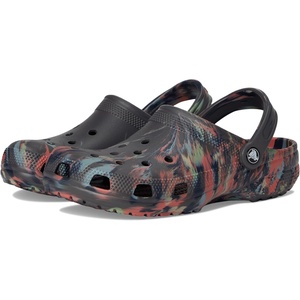 Crocs Unisex Adult Classic Marbled Tie-dye Clogs(Black Sand/Multi)