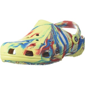 Crocs Unisex Adult Classic Marbled Tie-dye Clogs(Sulphur/Multi)