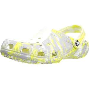 Crocs Unisex Adult Classic Marbled Tie-dye Clogs(White/Microchip)
