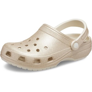 Crocs Unisex-Adult Classic Sparkly Clog, Metallic and Glitter Shoes, Champagne Glitter, 6 Men