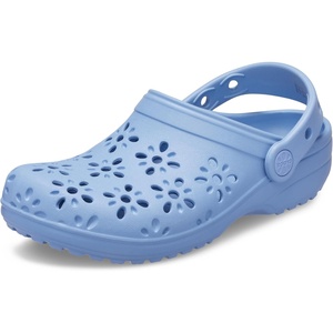 Crocs Unisex-Child Classic Clogs with Floral Cut Out Design, Kids and Toddler Shoes(Blue Haze)