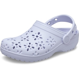 Crocs Unisex-Child Classic Clogs with Floral Cut Out Design, Kids and Toddler Shoes(Purple Moon)