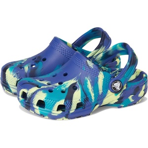 Crocs Unisex-Child Classic Watercolor Marbled Clog(Navy/Turbo Teal)