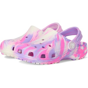 Crocs Unisex-Child Classic Watercolor Marbled Clog(Pink Crush/Multi Glow in the Dark)