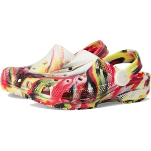 Crocs Unisex-Child Classic Watercolor Marbled Clog(Varsity Red/Multi)