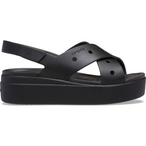 Crocs Women’s Brooklyn 4U Low Wedges, Platform Wedge Sandals for Women(Black/Cross-strap)