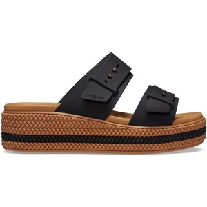 Crocs Women’s Brooklyn Buckle Low Wedge Sandal(Black)