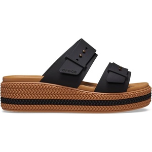 Crocs Women’s Brooklyn Buckle Low Wedges(Black/Brown)