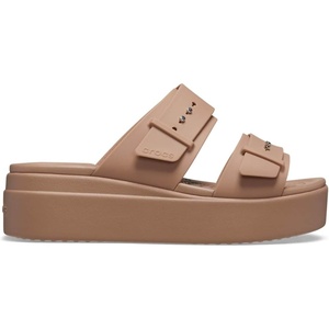 Crocs Women’s Brooklyn Buckle Low Wedges(Latte)