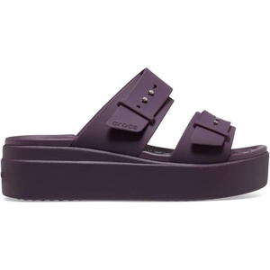 Crocs Women’s Brooklyn Buckle Low Wedges(Plush Plum)