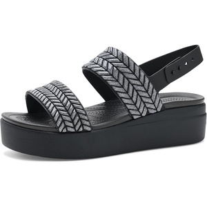 Crocs Women’s Brooklyn Low Wedge Sandals(Black Sparkle)