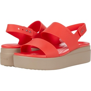 Crocs Women’s Brooklyn Low Wedge Sandals(Flame/Mushroom)