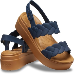 Crocs Women’s Brooklyn Woven Low Wedge Sandals(Navy Woven)