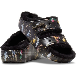 Crocs Women’s Classic Harry Potter Cozzzy Fuzzy Platform Sandals(Black/Multi)