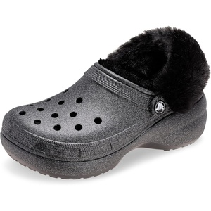 Crocs Women’s Classic Lined Platform Clogs(Black Glitter)