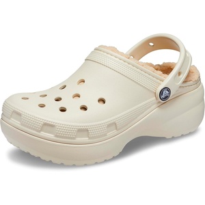 Crocs Women’s Classic Lined Platform Clogs(Bone)
