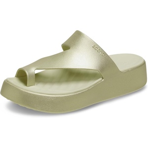 Crocs Women’s Getaway Toe Loop Platform Sandals(Champagne Metallic)