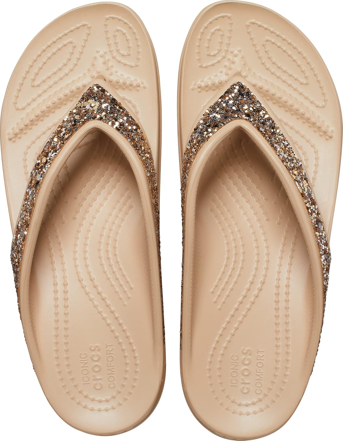 image:imageCrocs Sloane Embellished Wedge Flip Flops Sandals for WomenGold Glitter