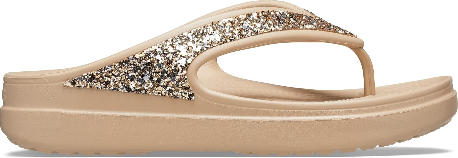 image:imageCrocs Sloane Embellished Wedge Flip Flops Sandals for WomenGold Glitter