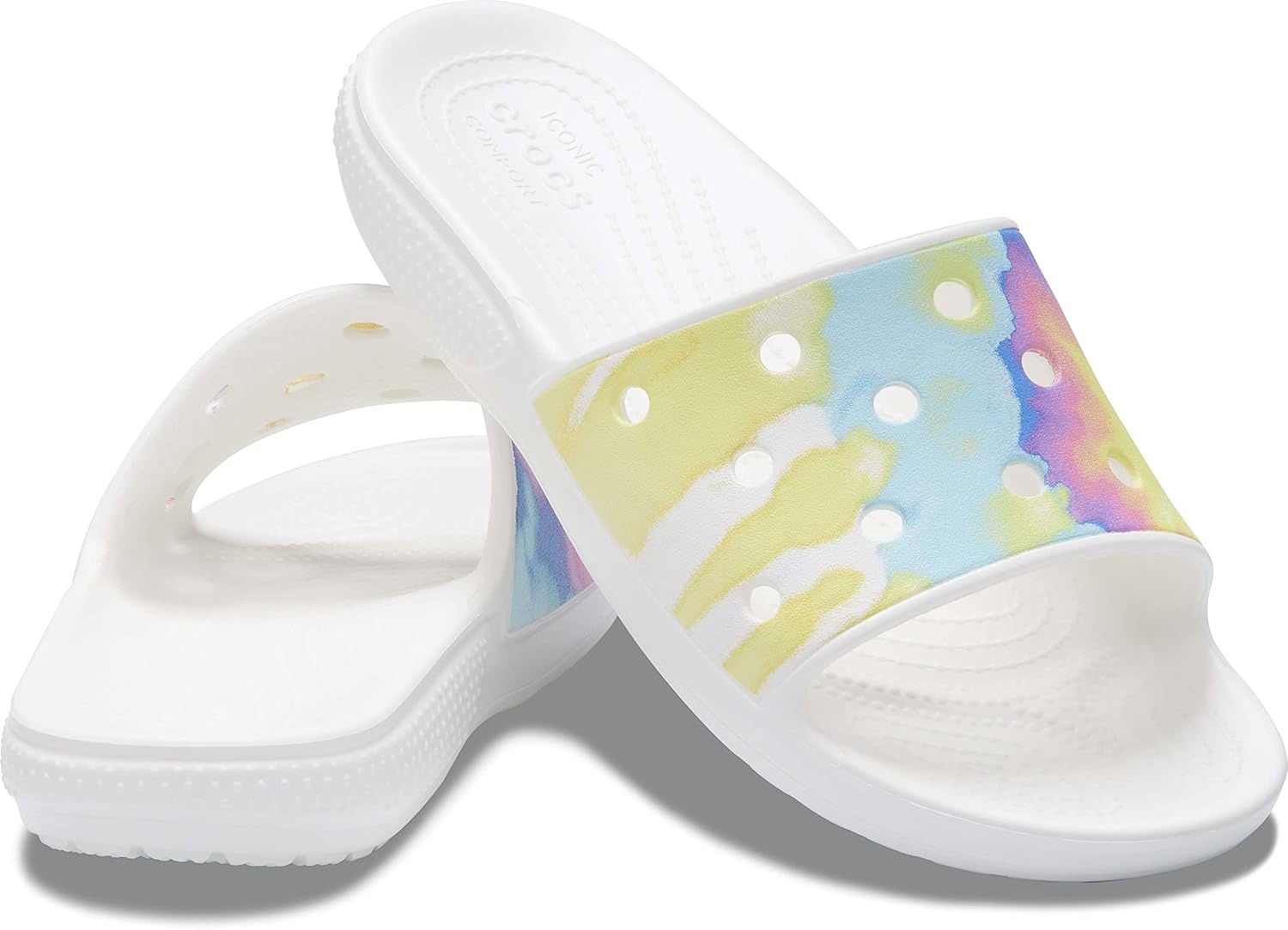 image:imageCrocs Unisex Adult Classic Graphic Slide SandalWhiteMulti