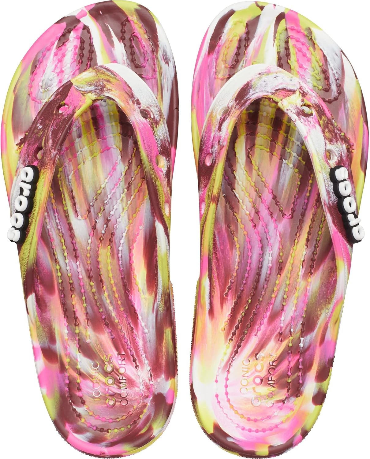 image:imageCrocs Unisexs Classic Flip FlopsElectric PinkMulti Marbled