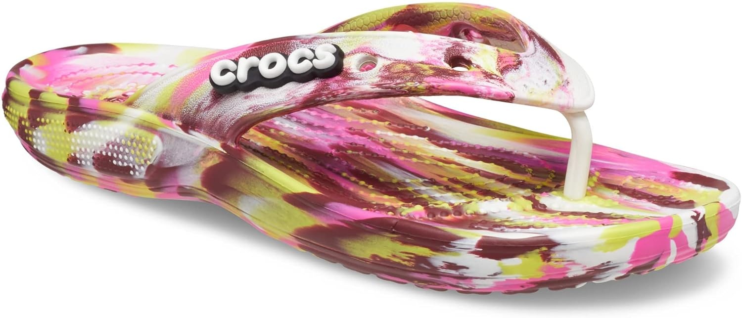 image:imageCrocs Unisexs Classic Flip FlopsElectric PinkMulti Marbled