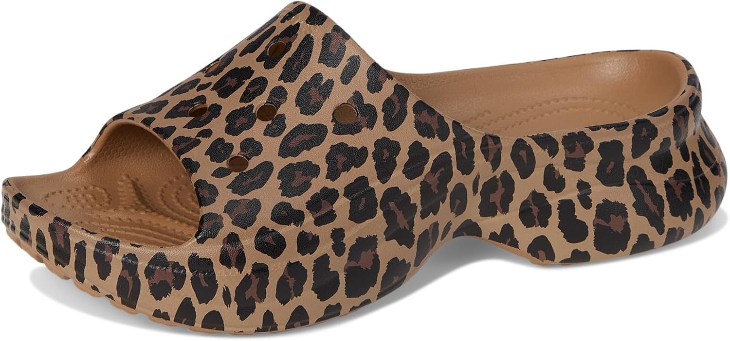 image:imageCrocs Womens Bae Slide Platform SandalsSepiaLeopard