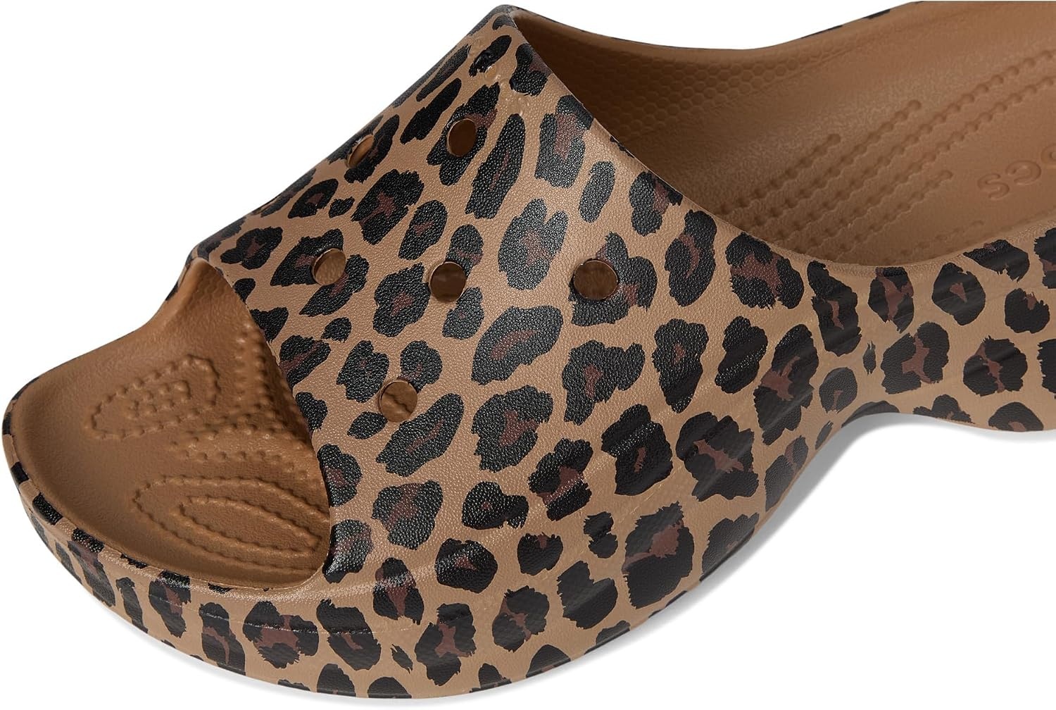 image:imageCrocs Womens Bae Slide Platform SandalsSepiaLeopard