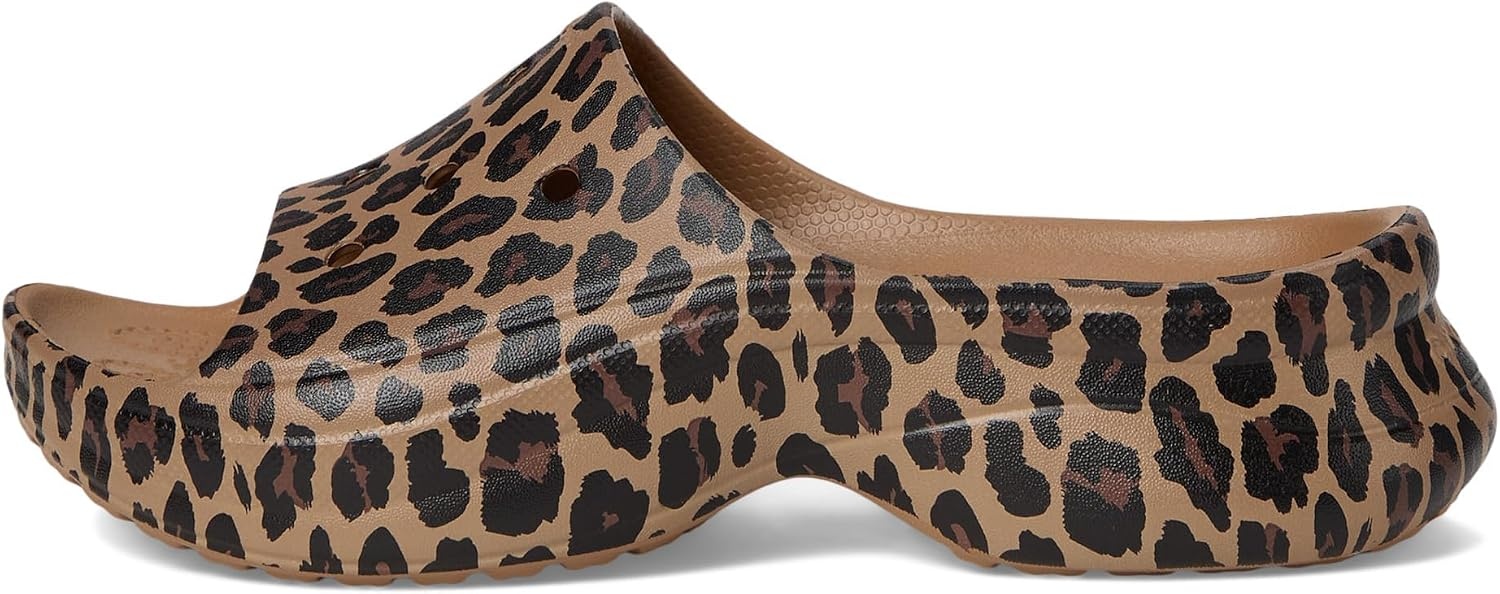 image:imageCrocs Womens Bae Slide Platform SandalsSepiaLeopard