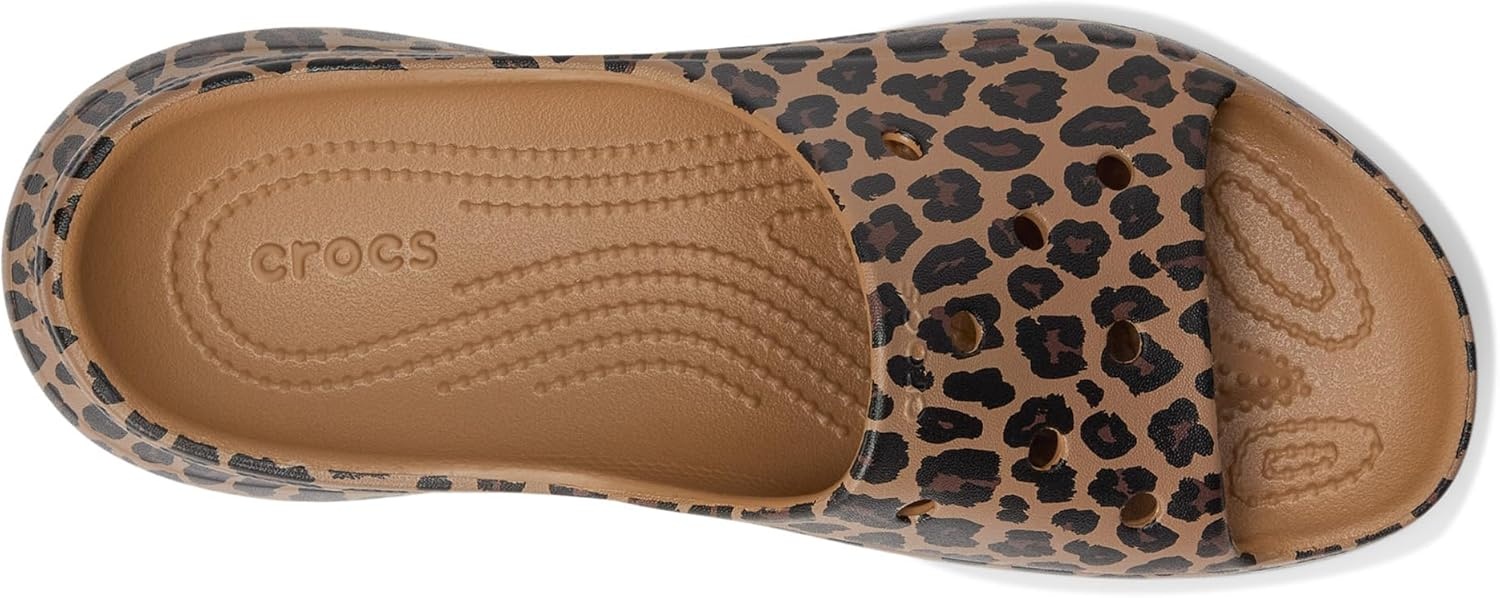 image:imageCrocs Womens Bae Slide Platform SandalsSepiaLeopard