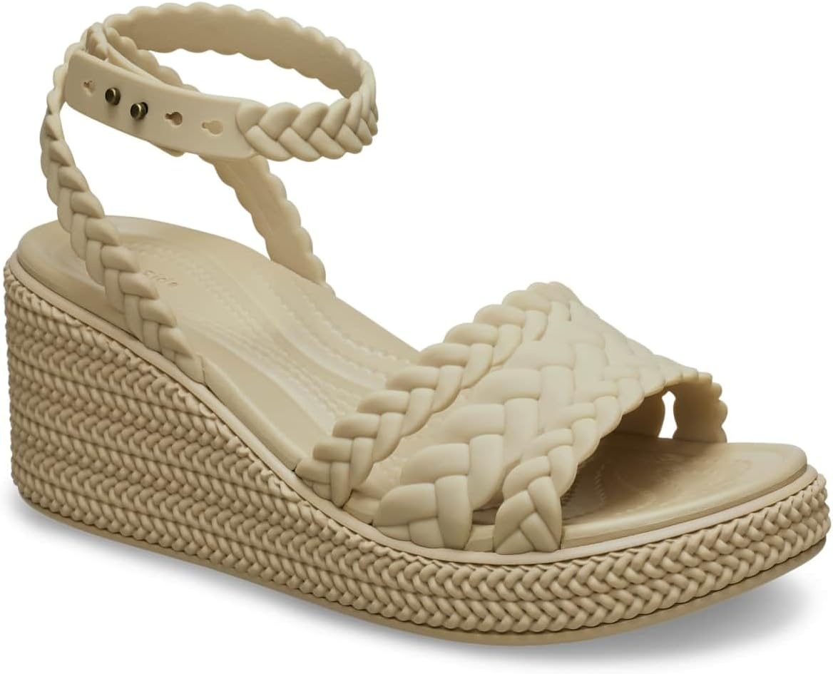 image:imageCrocs Womens Brooklyn Ankle Strap WedgesLatteMushroom