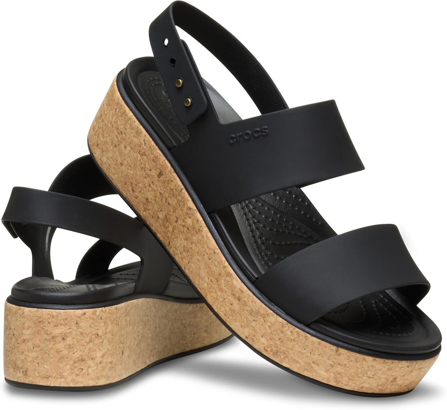 image:imageCrocs Womens Brooklyn Cork Low WedgeBlackBlack