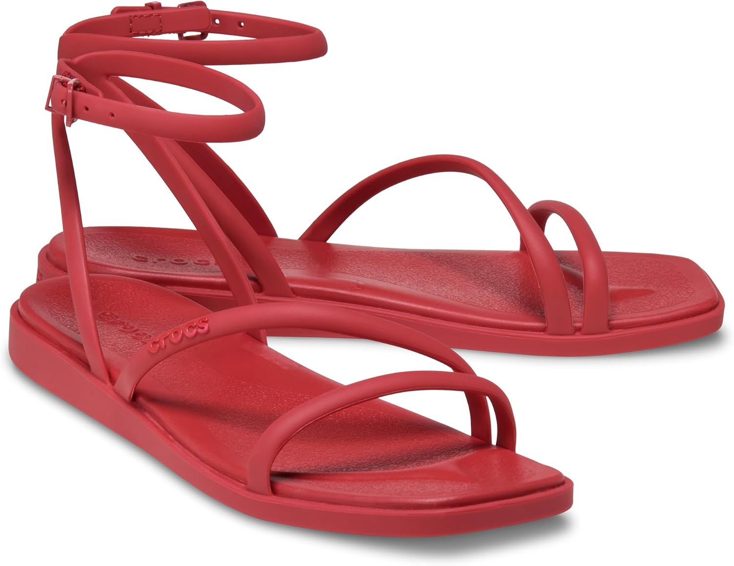 image:imageCrocs Womens Miami Ankle Strap Sandals Adjustable Heel Strap 360 Degree Comfort Croslite Foam FootbedCourt Red