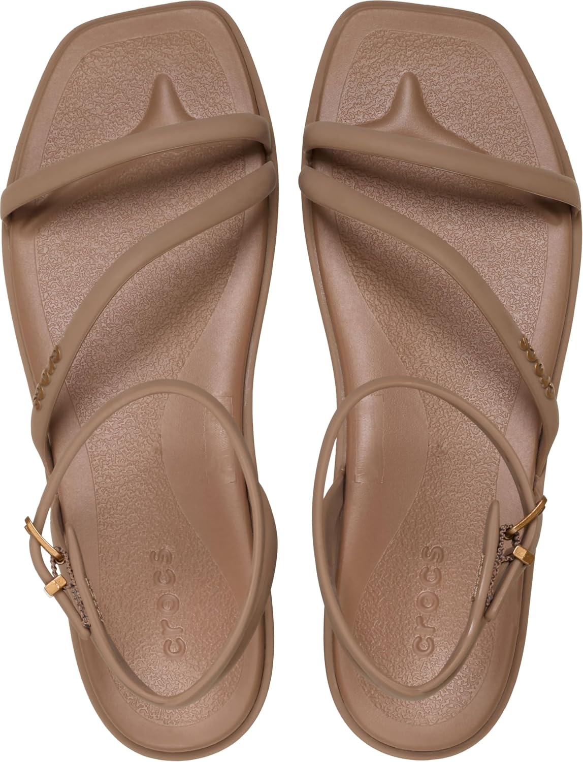 image:imageCrocs Womens Miami Ankle Strap Sandals Adjustable Heel Strap 360 Degree Comfort Croslite Foam FootbedMilk Chocolate