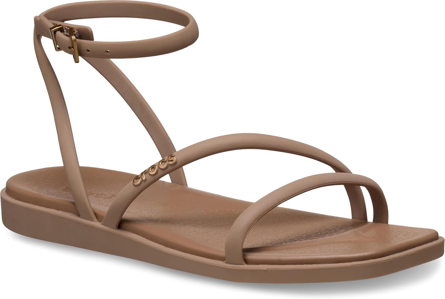 image:imageCrocs Womens Miami Ankle Strap Sandals Adjustable Heel Strap 360 Degree Comfort Croslite Foam FootbedMilk Chocolate