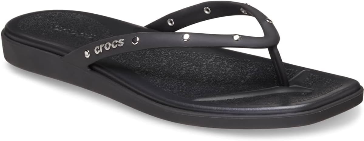 image:imageCrocs Womens Miami Flip Flops Square Toe Flat 360 Degree Comfort Croslite Foam FootbedBlack Studs
