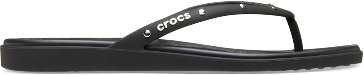 image:imageCrocs Womens Miami Flip Flops Square Toe Flat 360 Degree Comfort Croslite Foam FootbedBlack Studs