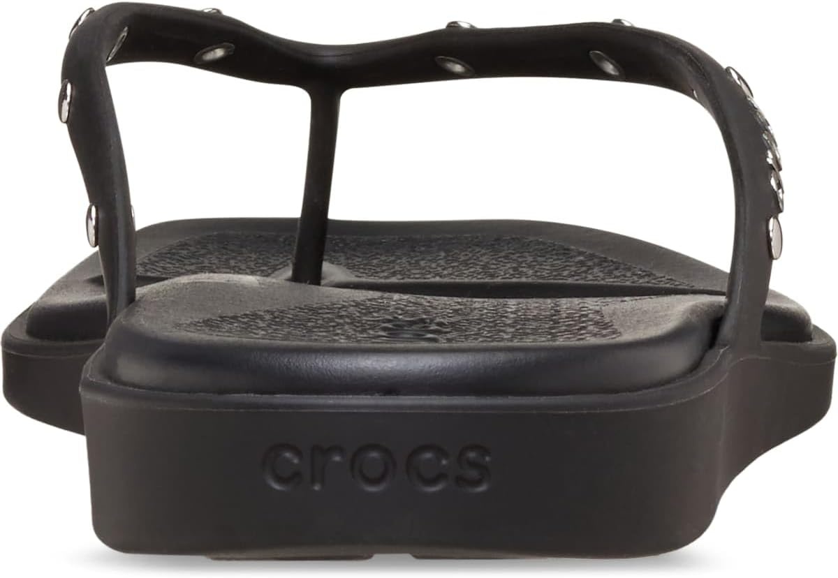 image:imageCrocs Womens Miami Flip Flops Square Toe Flat 360 Degree Comfort Croslite Foam FootbedBlack Studs