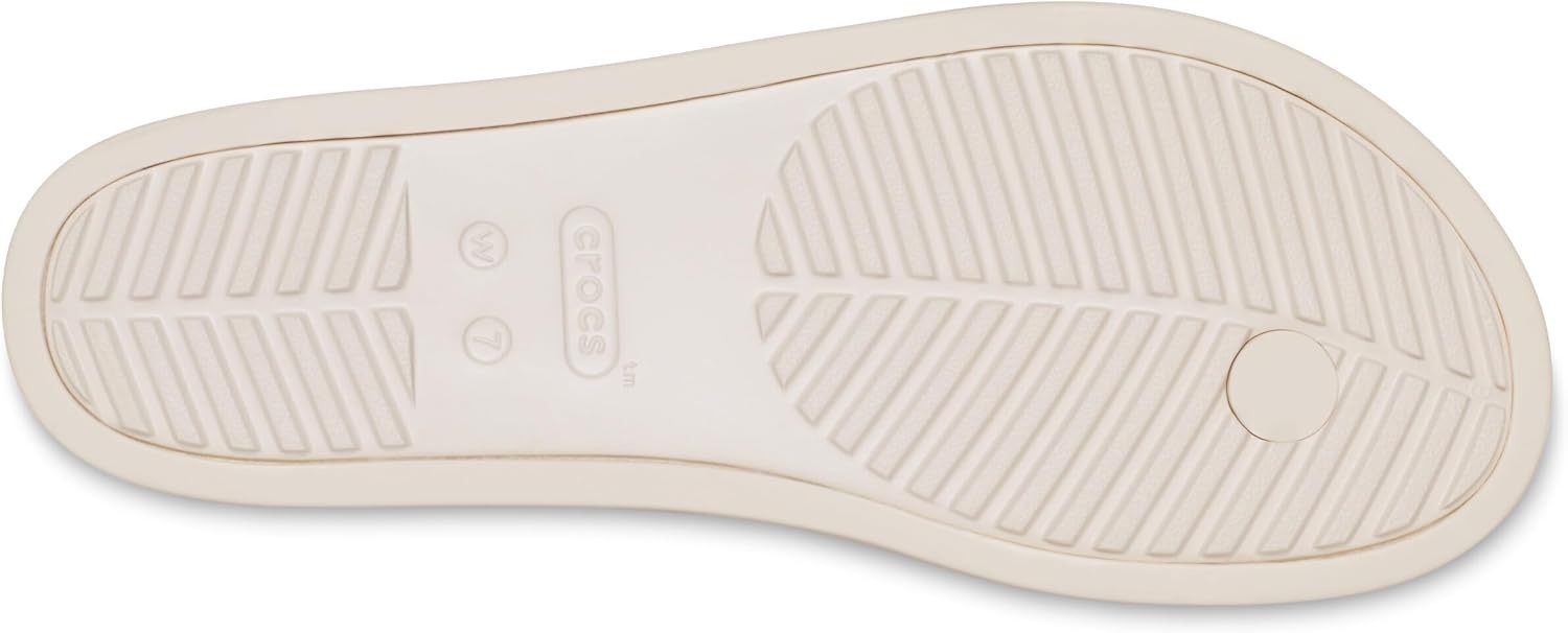 image:imageCrocs Womens Miami Round Toe Flip Flops Flexible Straps 360 Degree Comfort Croslite Foam FootbedAlmond TintLeopard