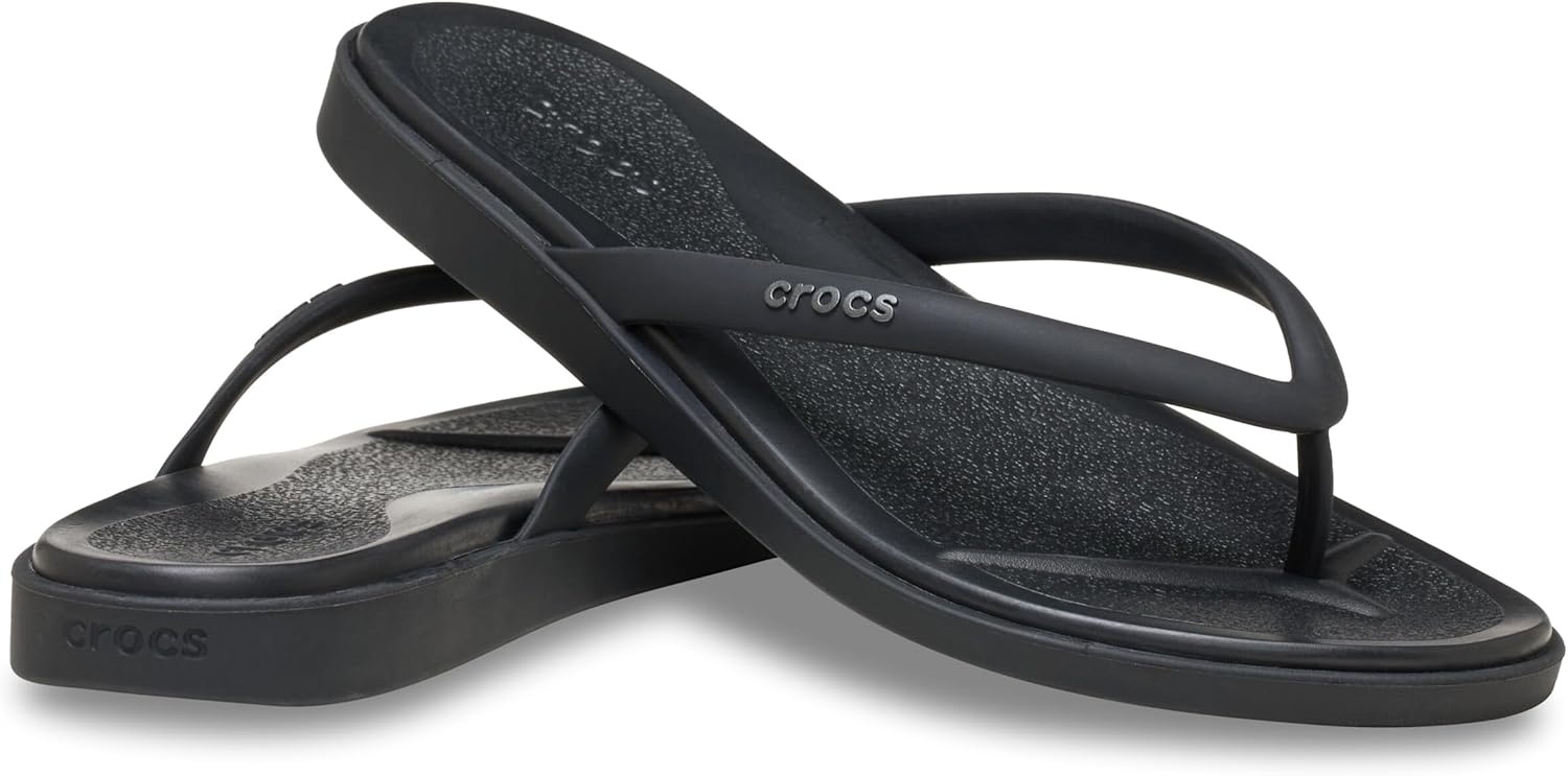 image:imageCrocs Womens Miami Round Toe Flip Flops Flexible Straps 360 Degree Comfort Croslite Foam FootbedBlack Matte
