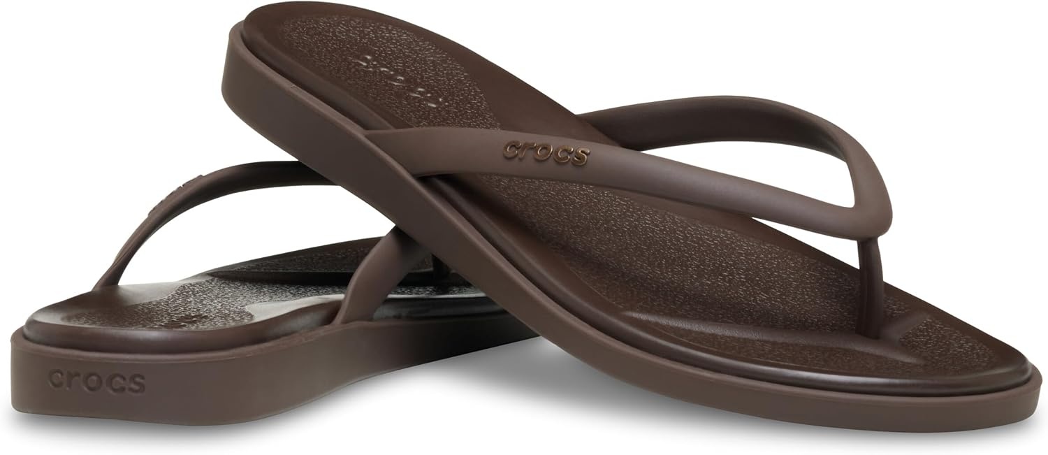 image:imageCrocs Womens Miami Round Toe Flip Flops Flexible Straps 360 Degree Comfort Croslite Foam FootbedCoffee Matte