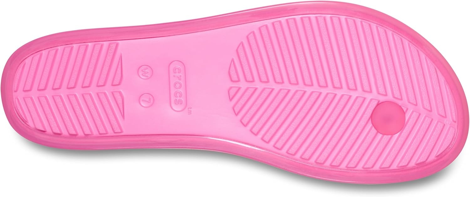 image:imageCrocs Womens Miami Round Toe Flip Flops Flexible Straps 360 Degree Comfort Croslite Foam FootbedPink Lemonade Jelly