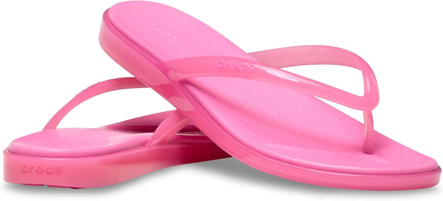 image:imageCrocs Womens Miami Round Toe Flip Flops Flexible Straps 360 Degree Comfort Croslite Foam FootbedPink Lemonade Jelly